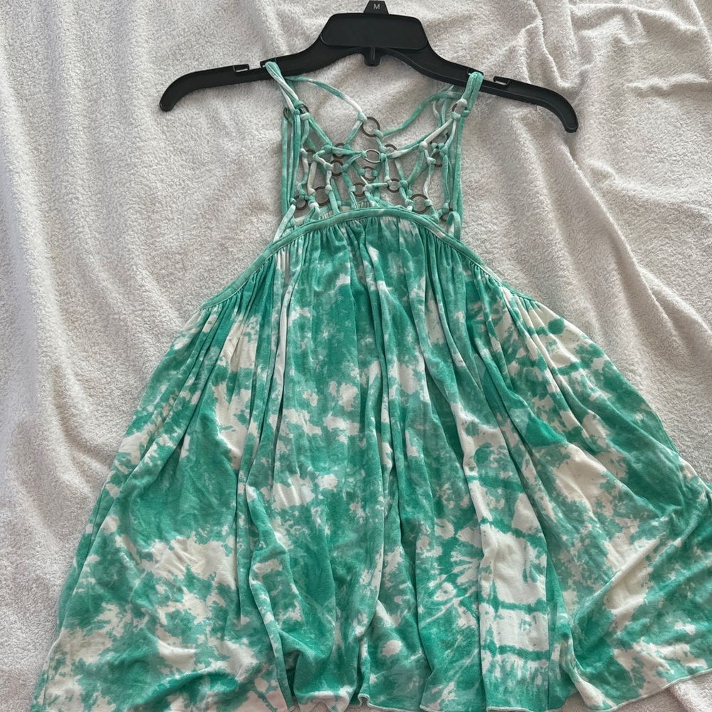 Boston Proper Green Tie-Dye Tank Top